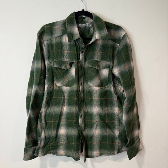 Icebreaker Men's Lodge Plaid Flannel Shirt Green Large Merino Wool Button Front - Picture 1 of 7